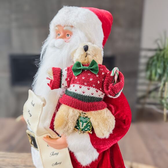 Traditional Santa w/ Naughty & Nice List, Full Toy Bag and Stuffed Bear, 24” - Picture 3 of 8